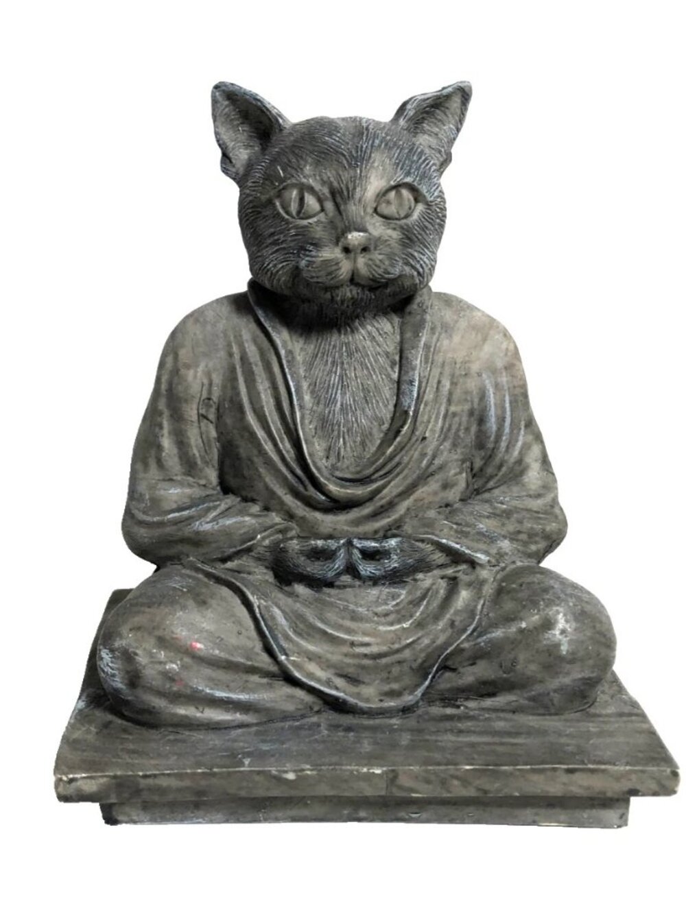 Zen Meditation Gray Cat Paperweight Bookend  Pre-Owned 1996 Accoutrements
